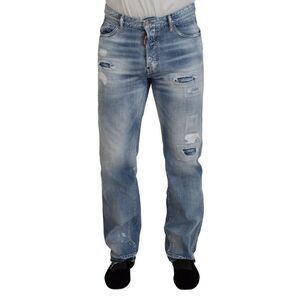 Dsquared² Blue Washed Straight Fit Men Casual Denim Men's Jeans (Pre-Owned)
